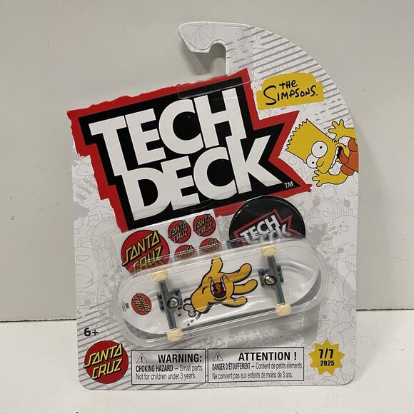 2025 Tech Deck The Simpsons Screaming Hand Santa Cruz Bart 96mm Fingerboard 7/7 - Picture 1 of 3